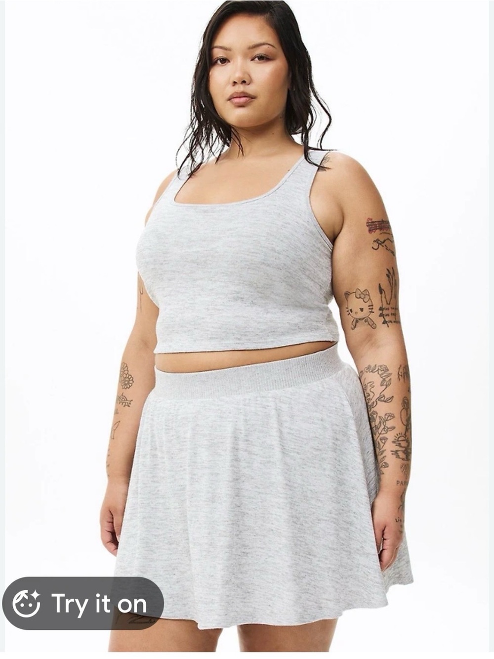Torrid Gray Knit Skort and Sports Bra Set